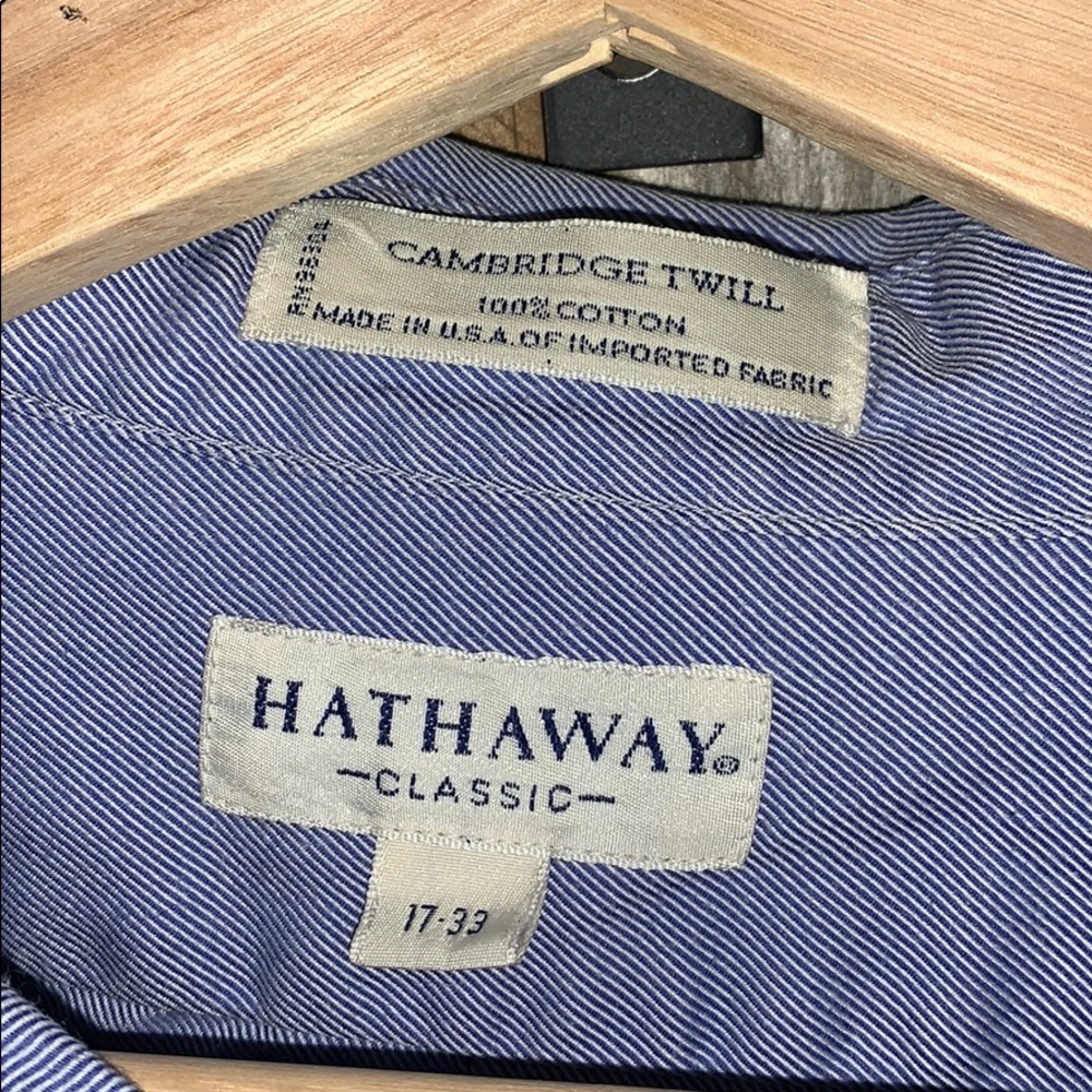 Men’s Hathaway Classic Blue Dress Shirt - Size L - Picture 6 of 8